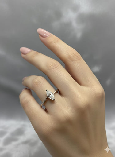 925 Silver Marquise-Cut Ring